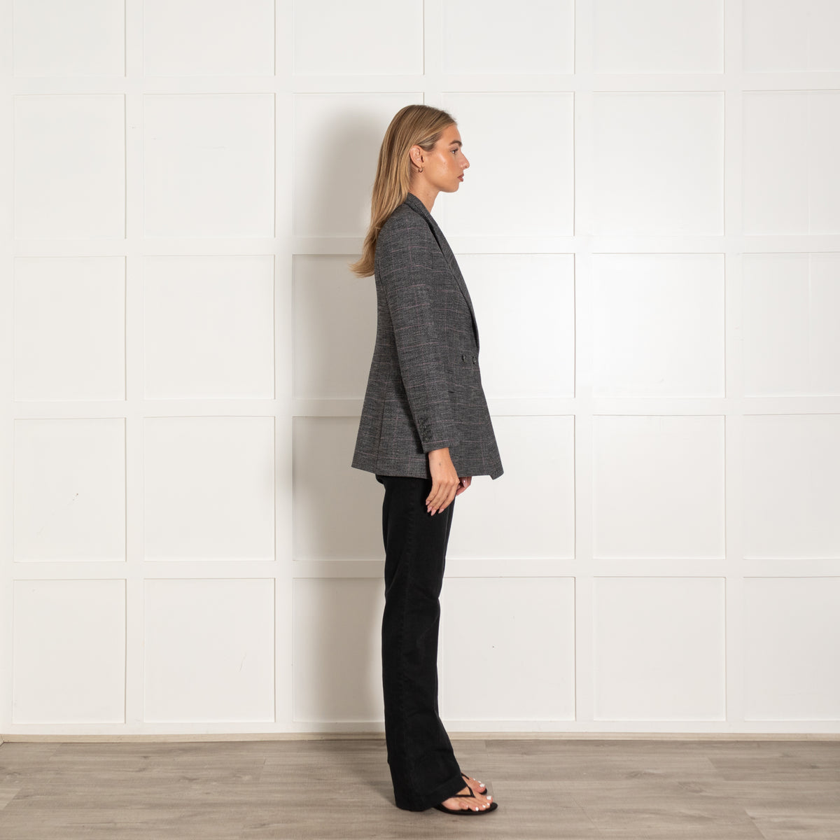 Maje Grey Check Straight Jacket