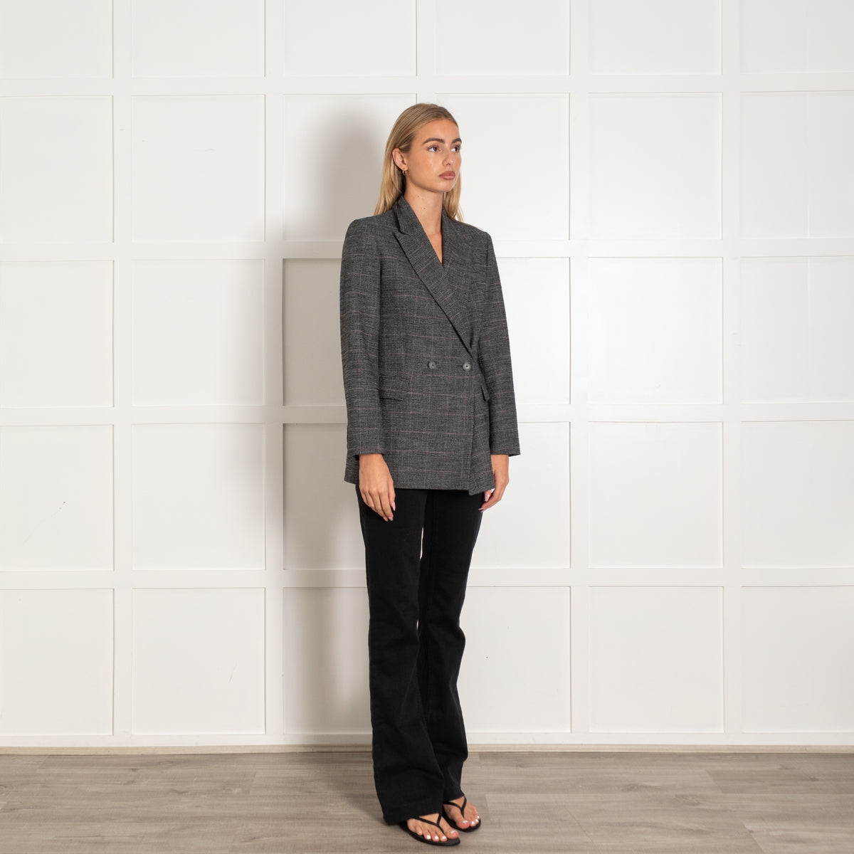 Maje Grey Check Straight Jacket