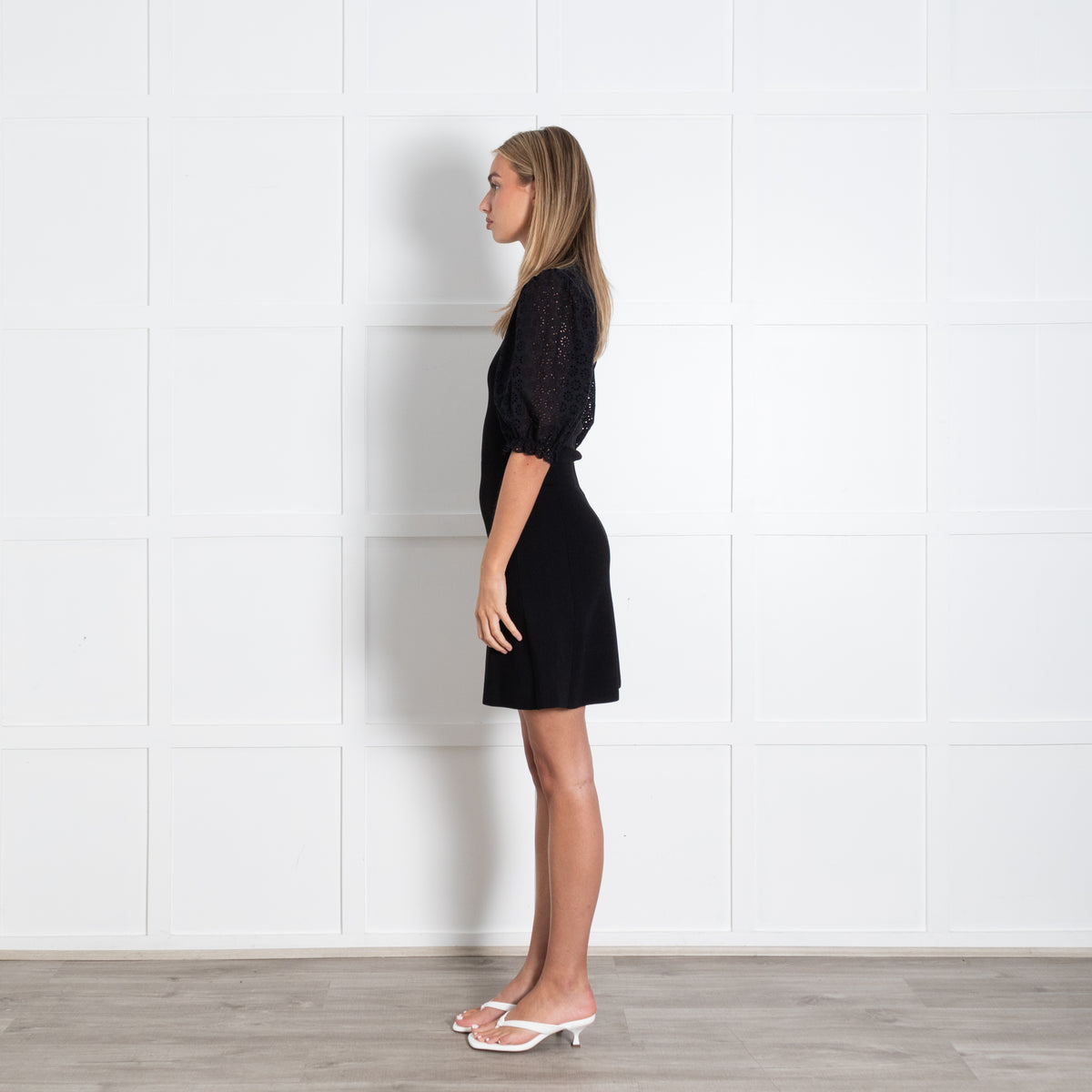 Maje Black Short Knit Puff Sleeve Dress