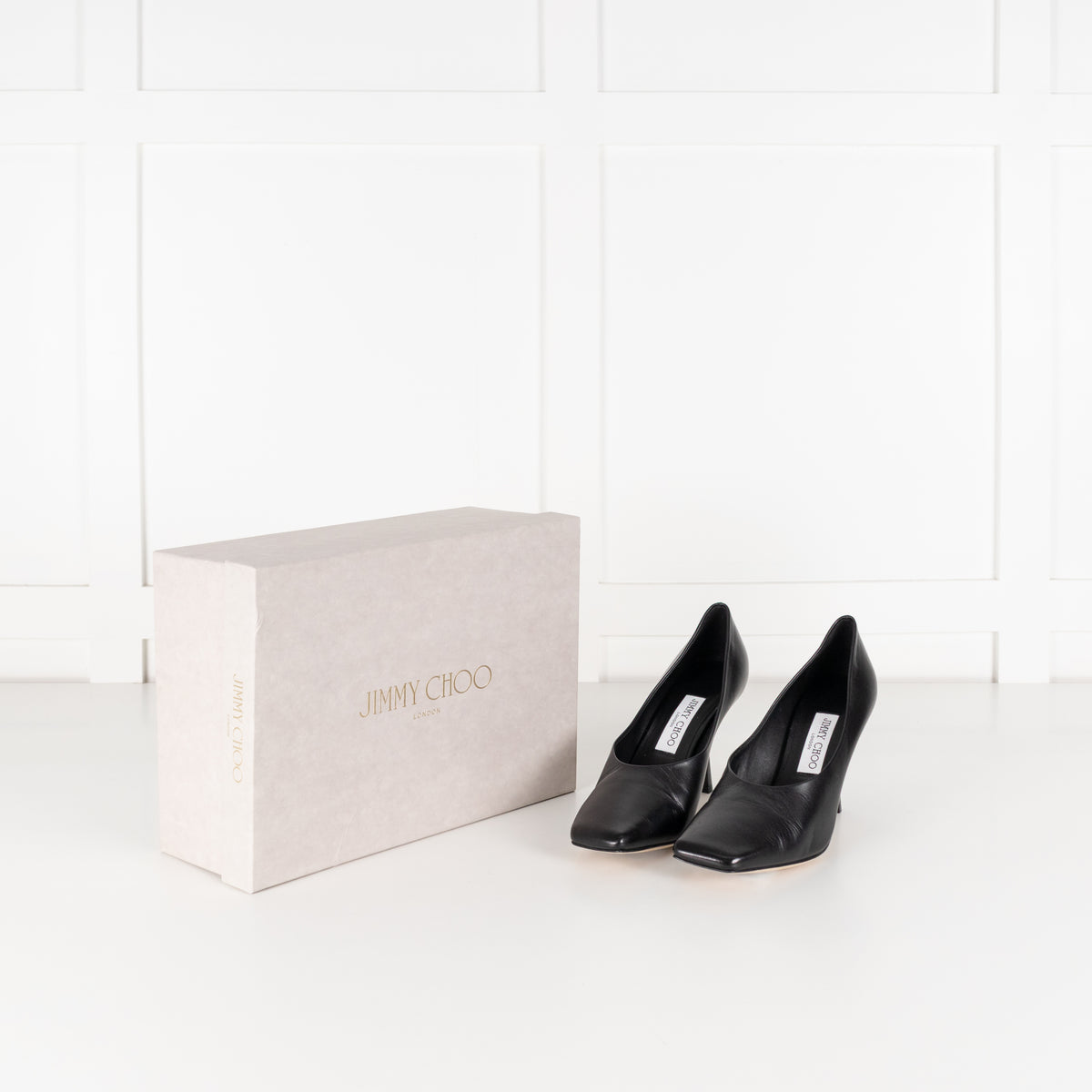 Jimmy Choo Black Leather Marcela Heeled Shoes