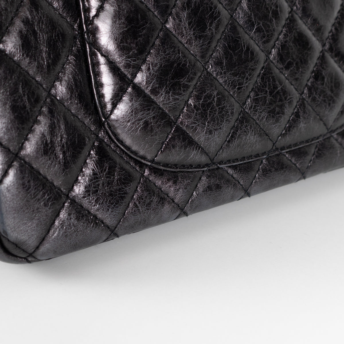 Chanel Black Quilted Leather Double Flap Large Size Shoulder Bag