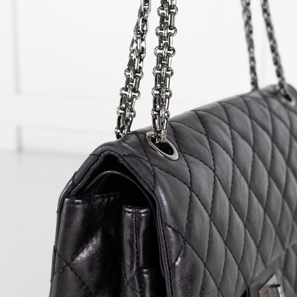 Chanel Black Quilted Leather Double Flap Large Size Shoulder Bag