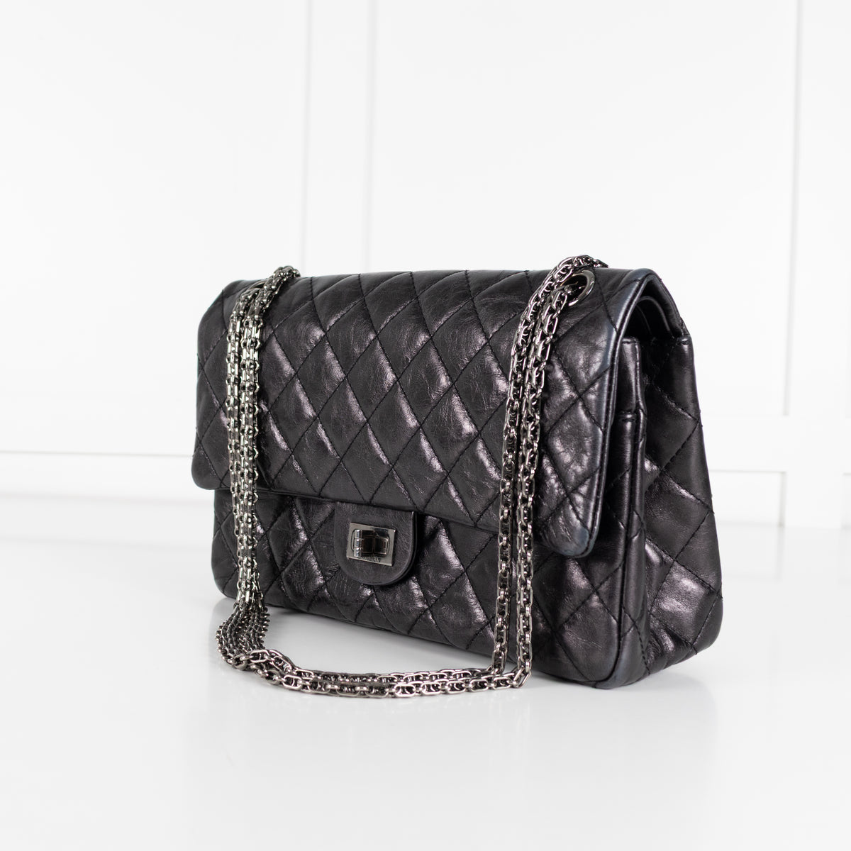 Chanel Black Quilted Leather Double Flap Large Size Shoulder Bag