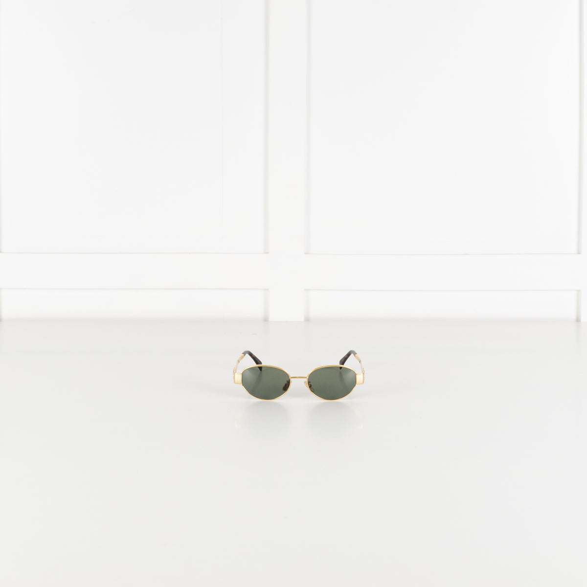 Celine Gold Metal Triomphe Oval Sunglasses