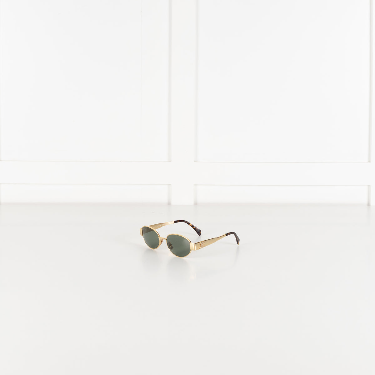 Celine Gold Metal Triomphe Oval Sunglasses