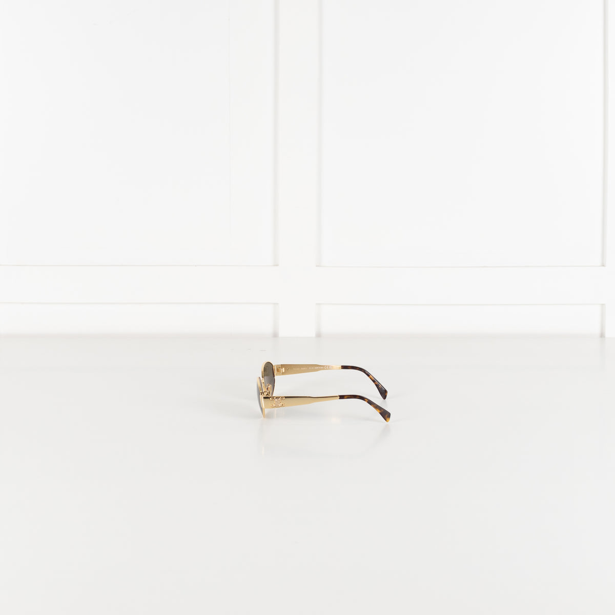 Celine Gold Metal Triomphe Oval Sunglasses