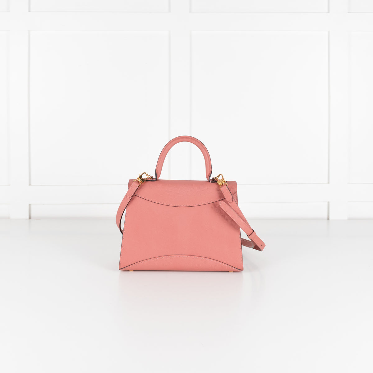 Moynat Wood Rose Calf Leather Gabrielle PM Handle Bag