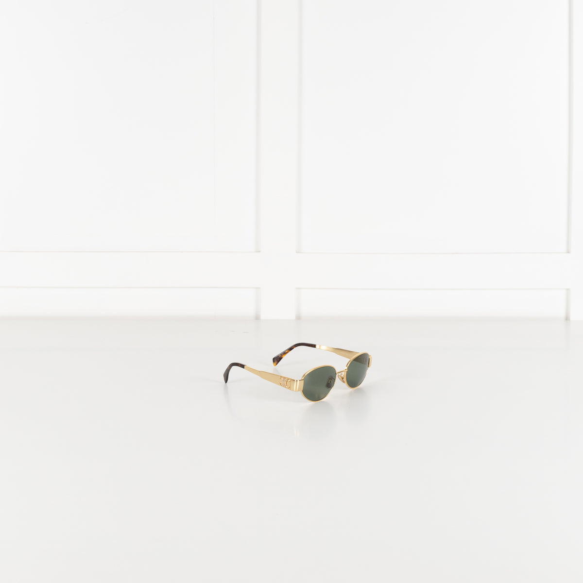Celine Gold Metal Triomphe Oval Sunglasses