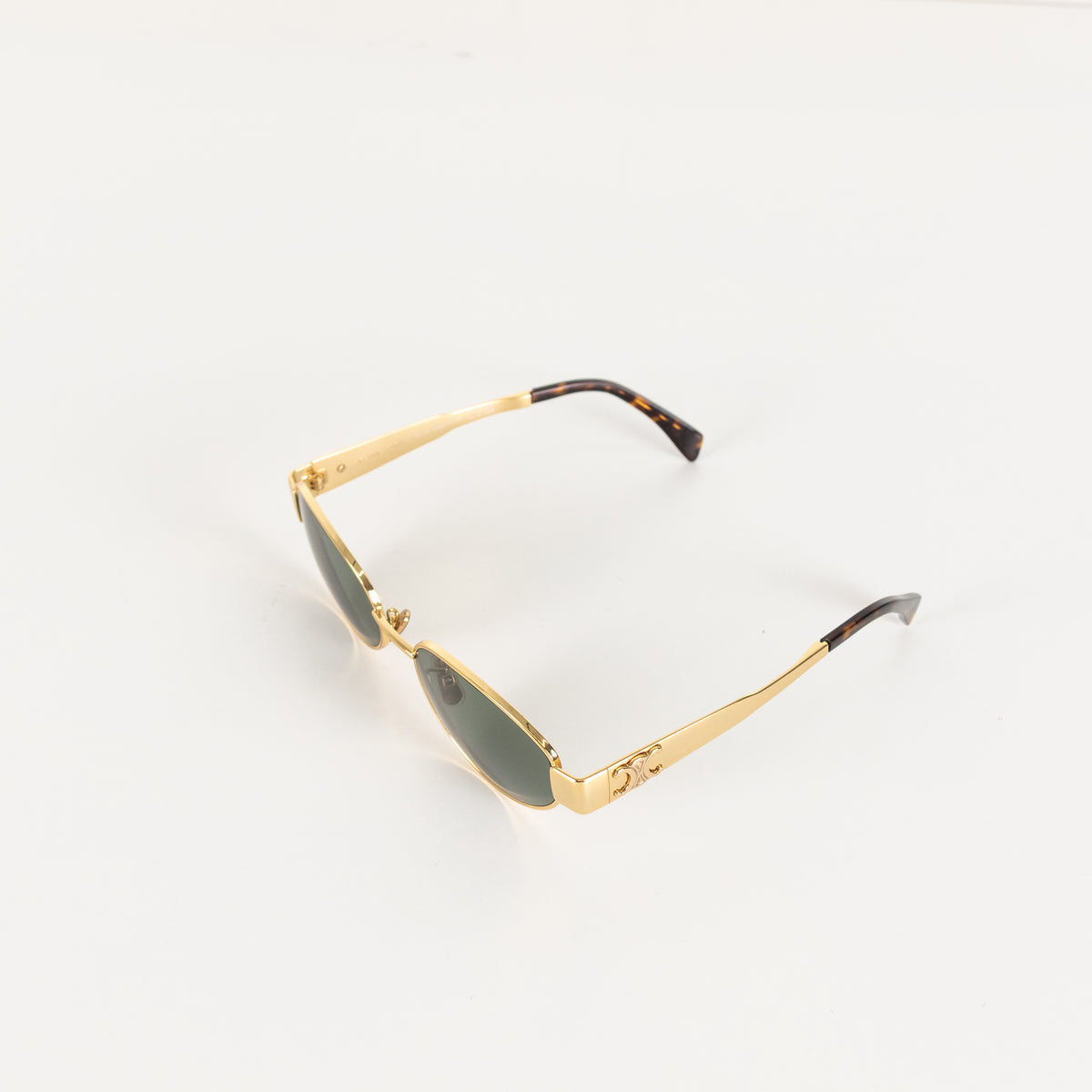 Celine Gold Metal Triomphe Oval Sunglasses