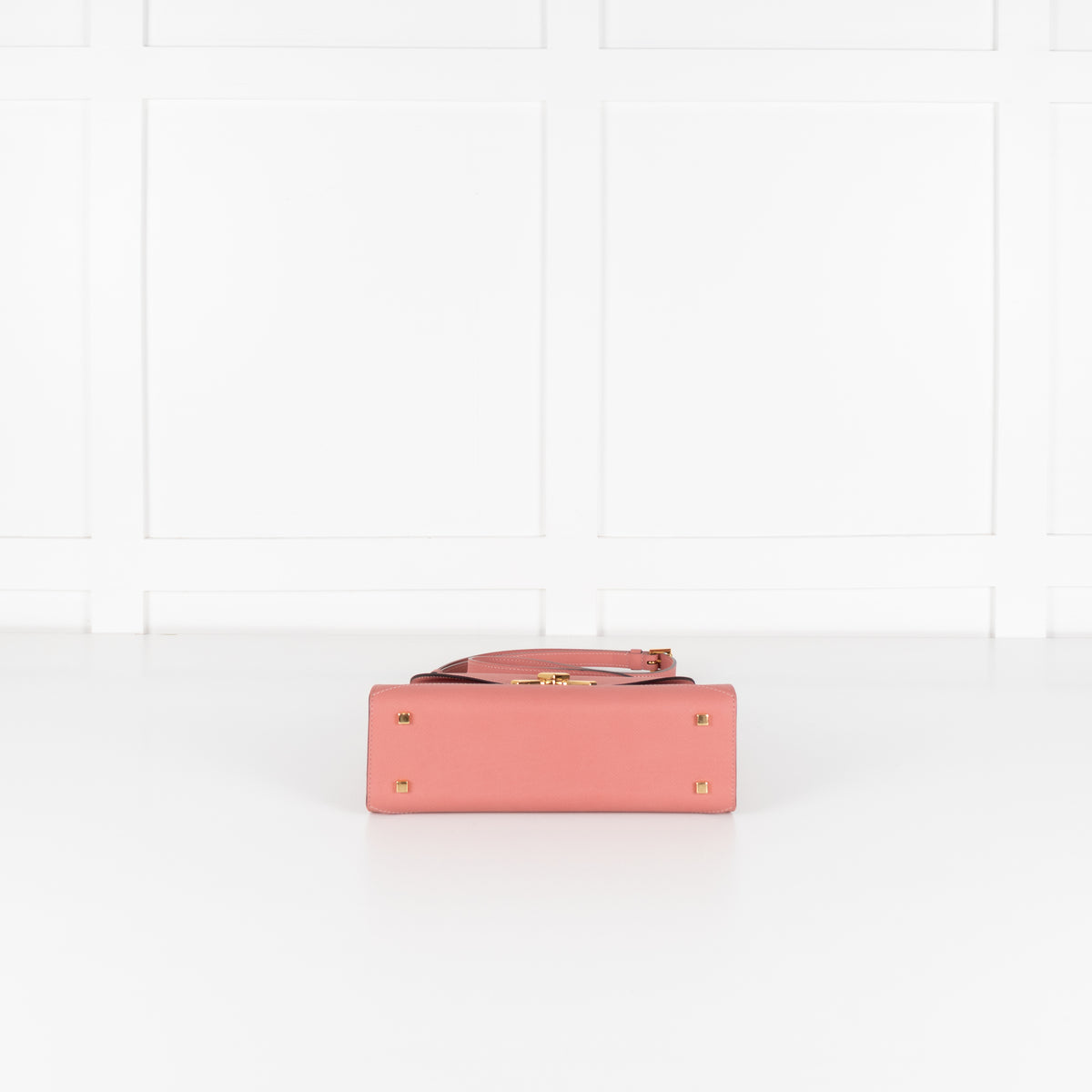 Moynat Wood Rose Calf Leather Gabrielle PM Handle Bag