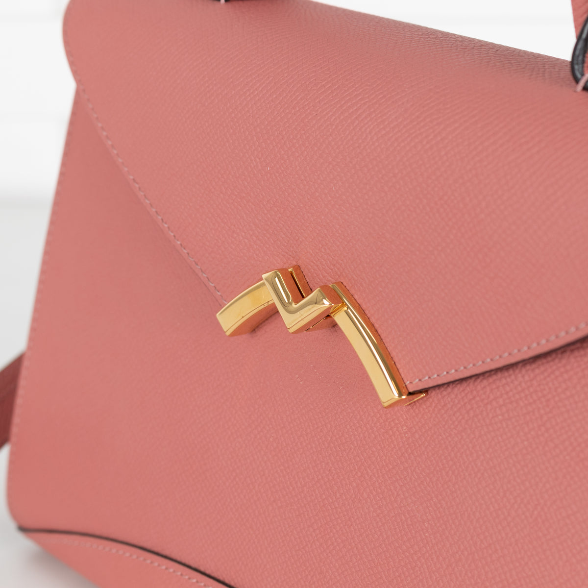 Moynat Wood Rose Calf Leather Gabrielle PM Handle Bag