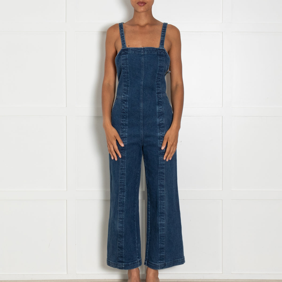 A Piece Apart Blue Denim Dungaree Jumpsuit With Pockets - UK 10