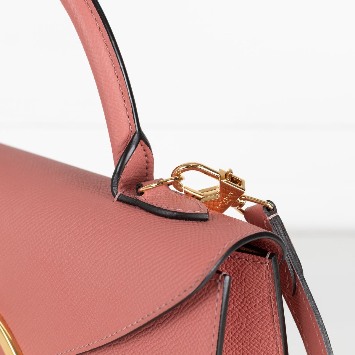 Moynat Wood Rose Calf Leather Gabrielle PM Handle Bag