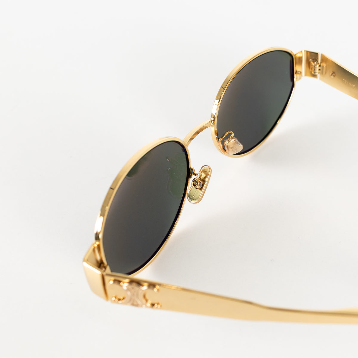 Celine Gold Metal Triomphe Oval Sunglasses