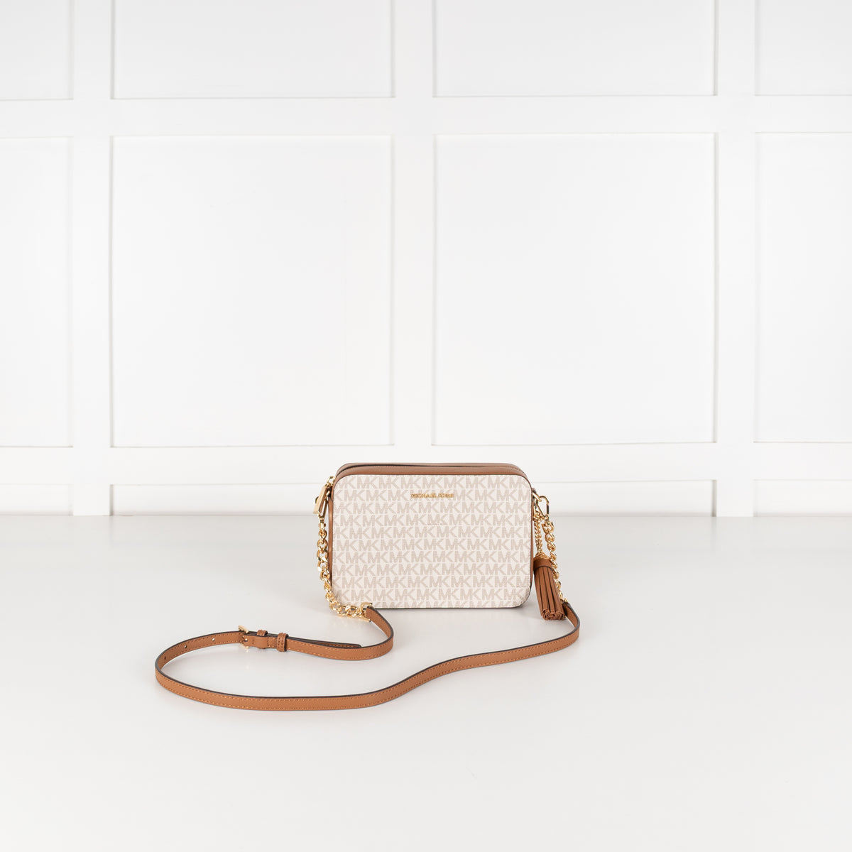 Michael Kors Tan Jet  Set Logo Print Crossbody bag
