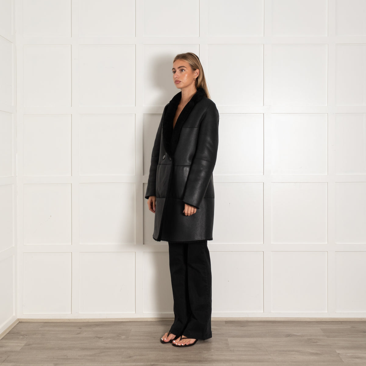 Strenesse Black Reversible Sheepskin Coat