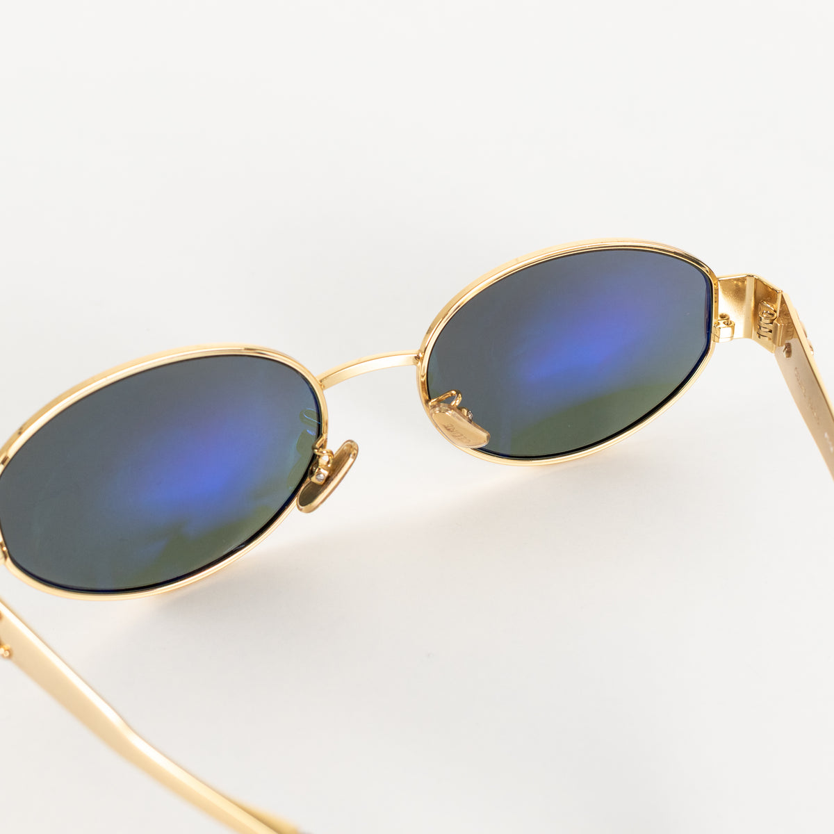 Celine Gold Metal Triomphe Oval Sunglasses