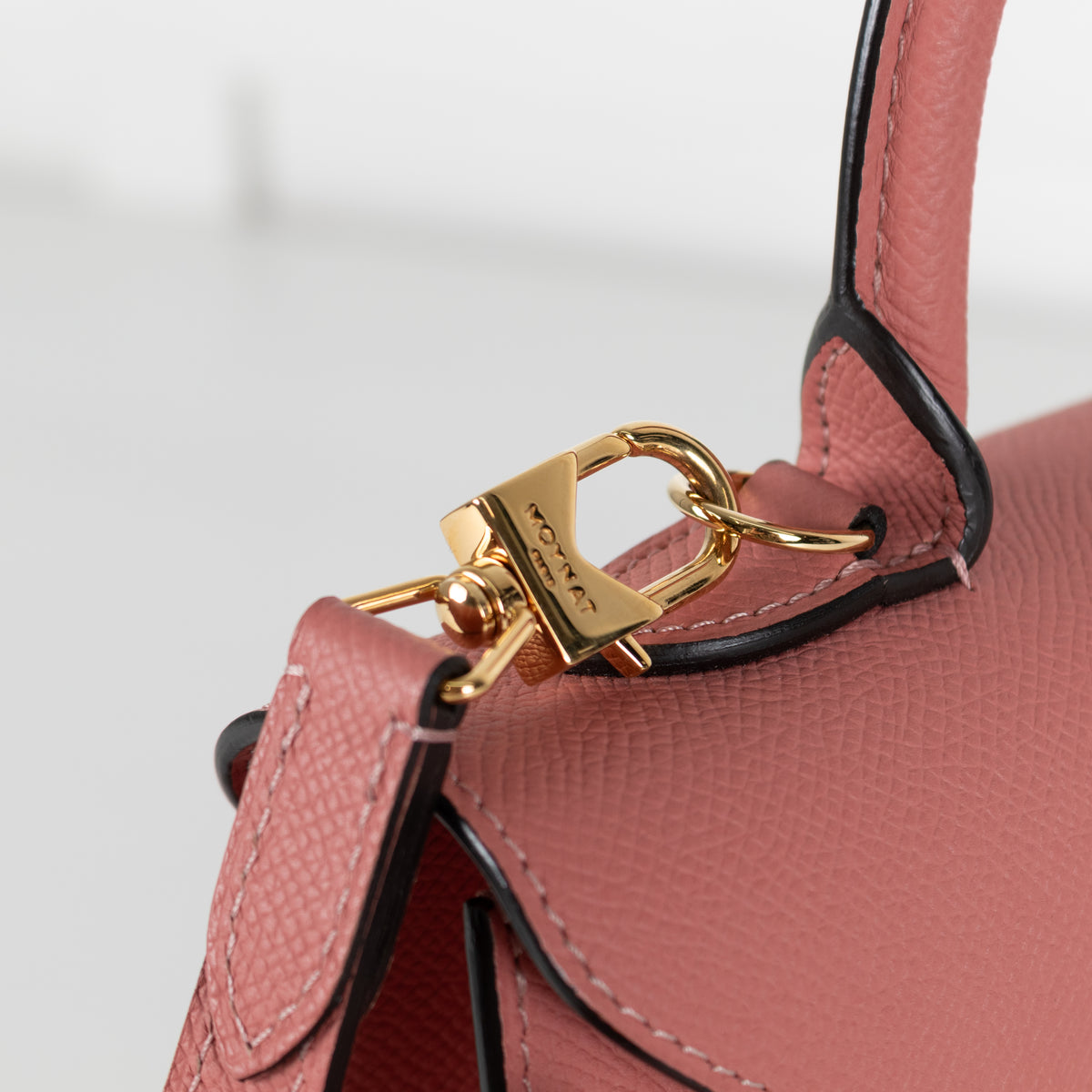 Moynat Wood Rose Calf Leather Gabrielle PM Handle Bag