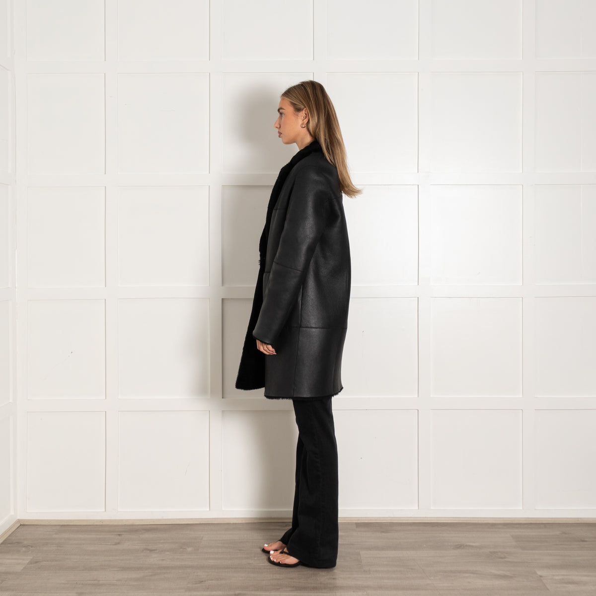 Strenesse Black Reversible Sheepskin Coat