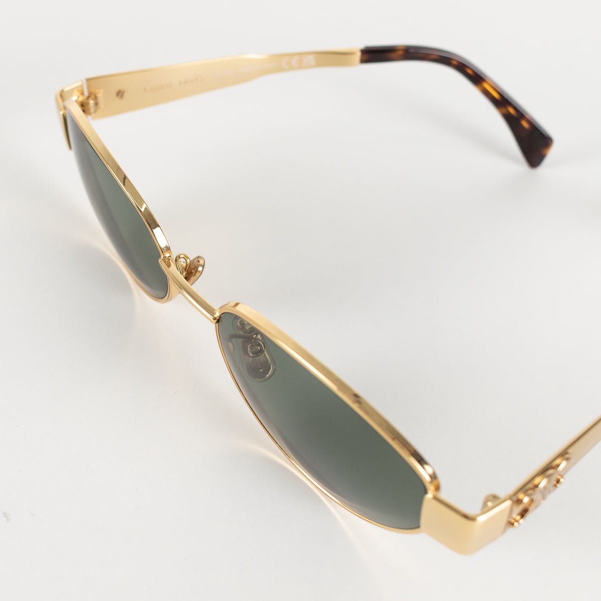 Celine Gold Metal Triomphe Oval Sunglasses