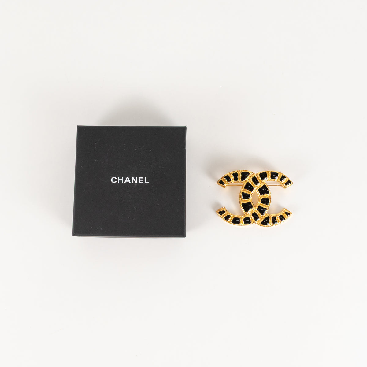 Chanel Metiers D'Art Black and Gold Large CC Brooch