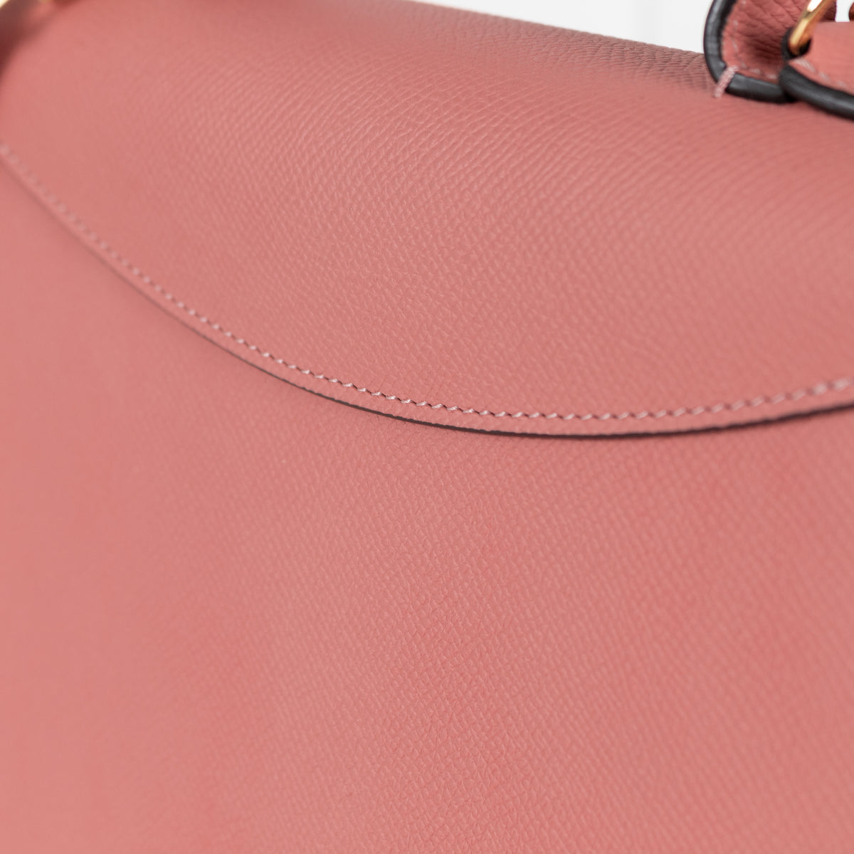 Moynat Wood Rose Calf Leather Gabrielle PM Handle Bag