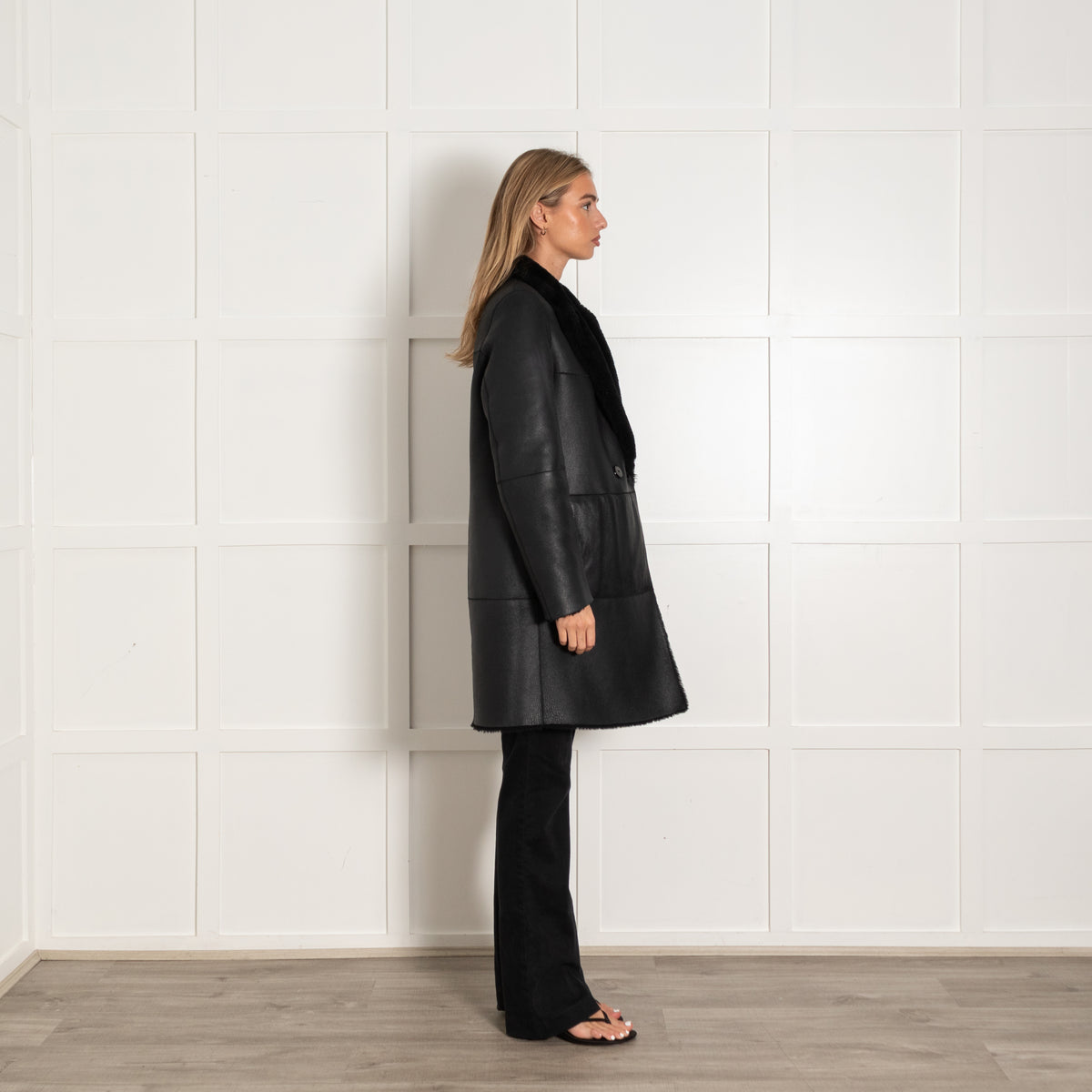 Strenesse Black Reversible Sheepskin Coat