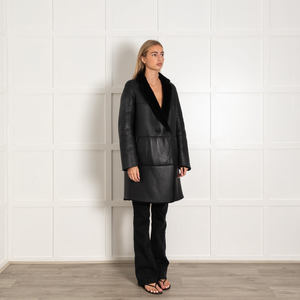Strenesse Black Reversible Sheepskin Coat