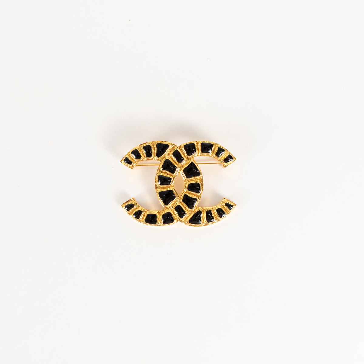Chanel Metiers D'Art Black and Gold Large CC Brooch