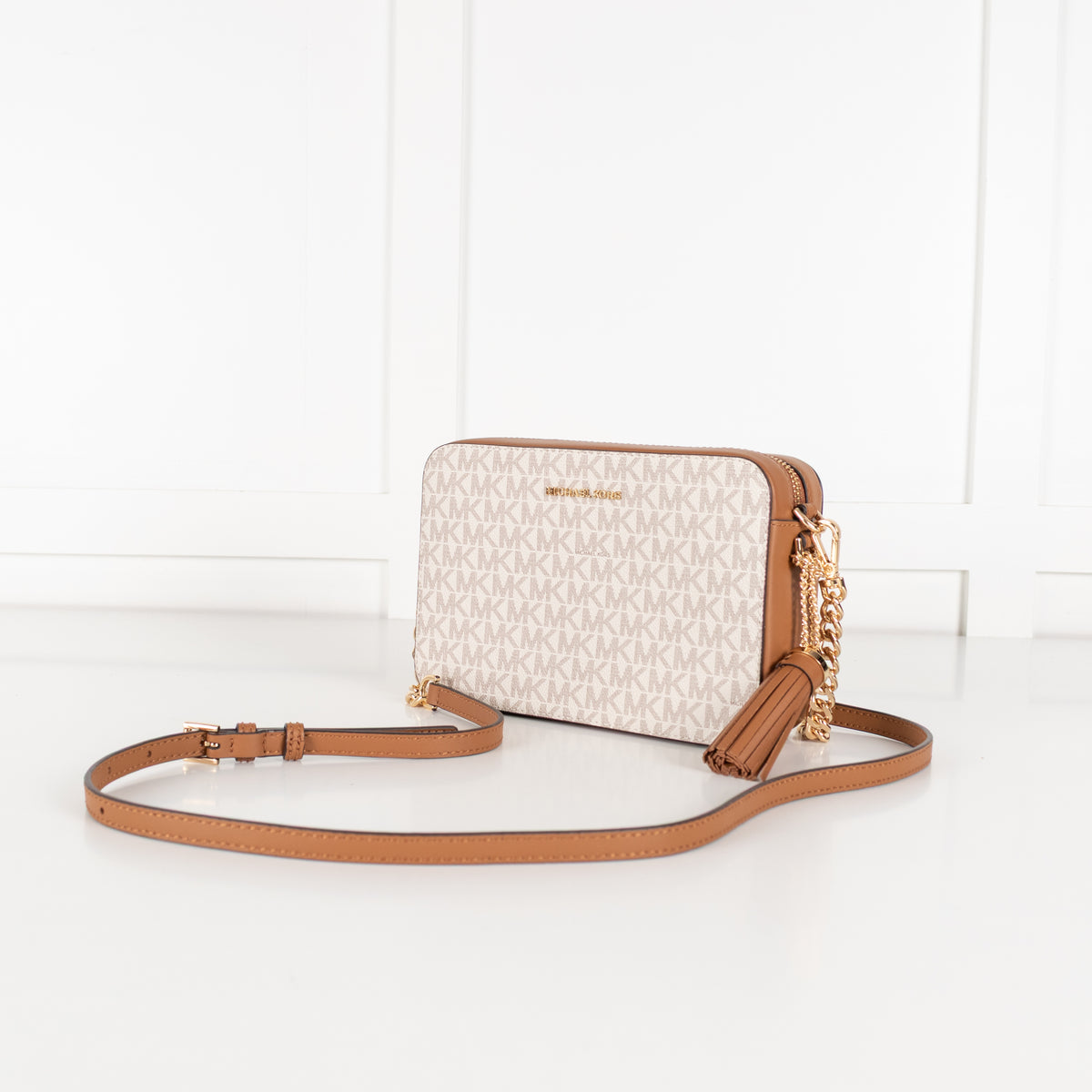 Michael Kors Tan Jet  Set Logo Print Crossbody bag