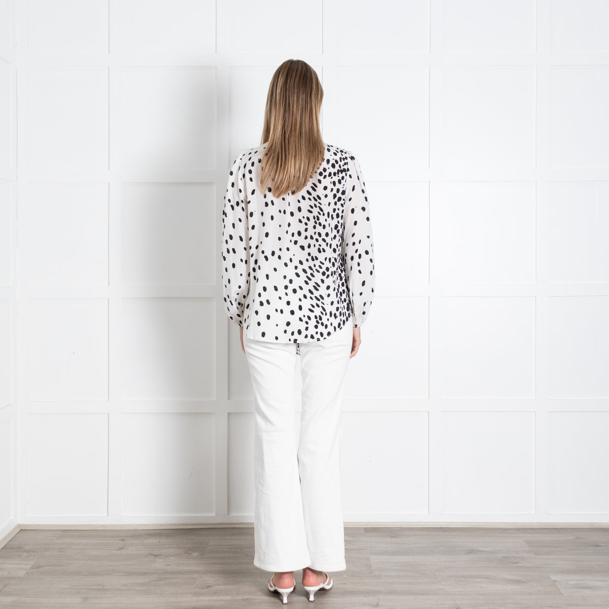 Rixo White And Black Leopard Print Silk Blouse With Tie Neck