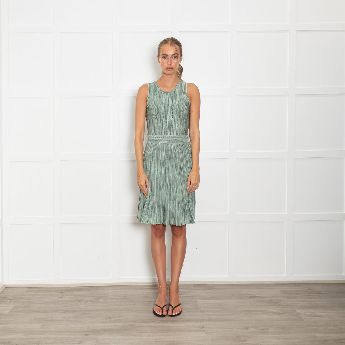 Sandro Green Knitted Mini Dress