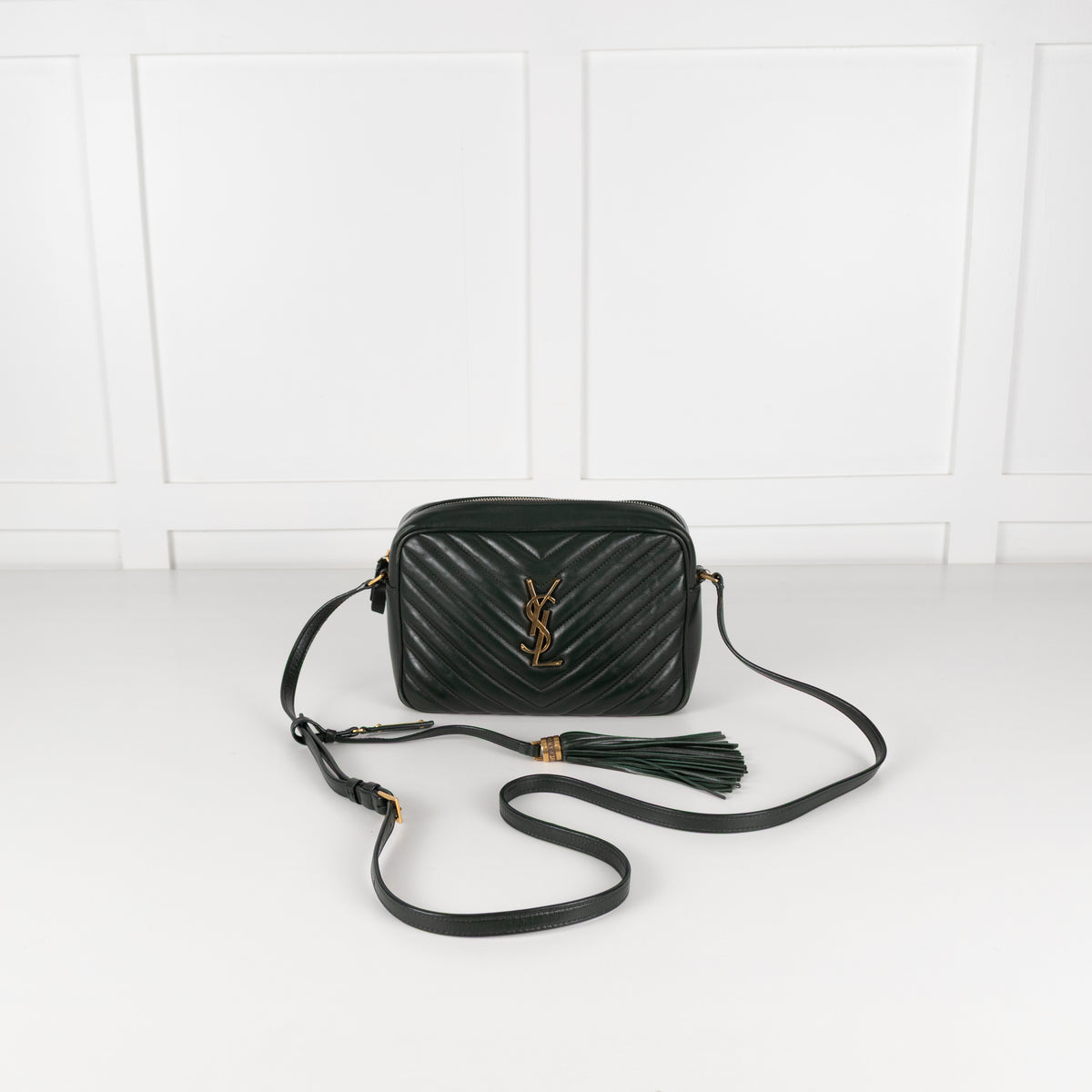 Saint Laurent Green Lou Quilted Leather Camera Bag