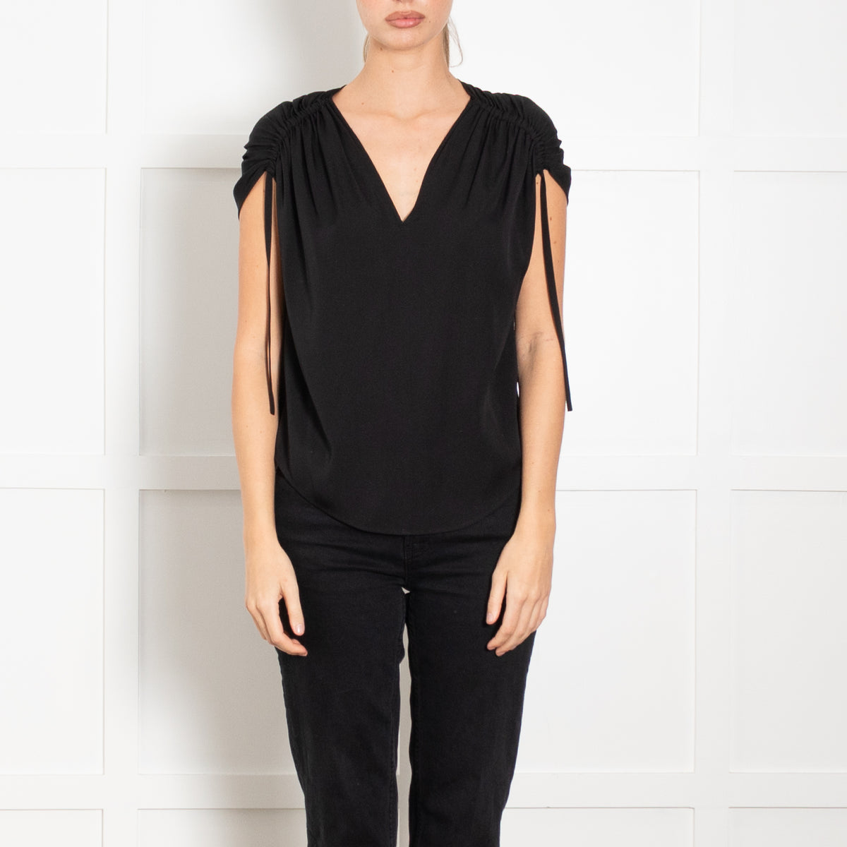 Vince Black Silk Cap Sleeve Top