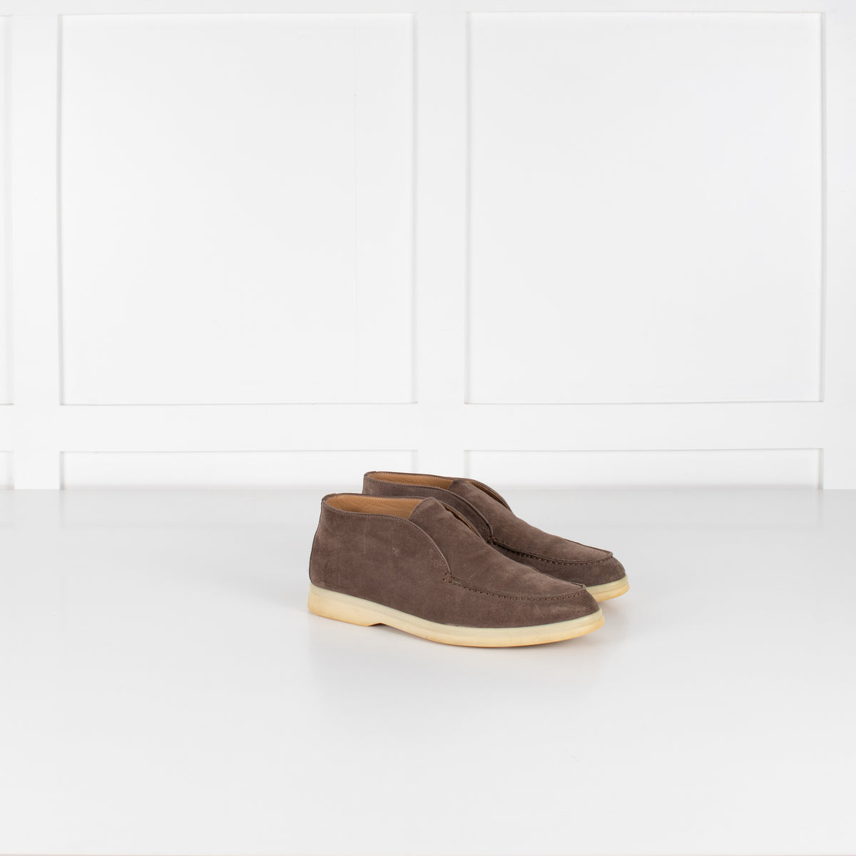 Loro Piana Beige Suede Open Walk Ankle Boots