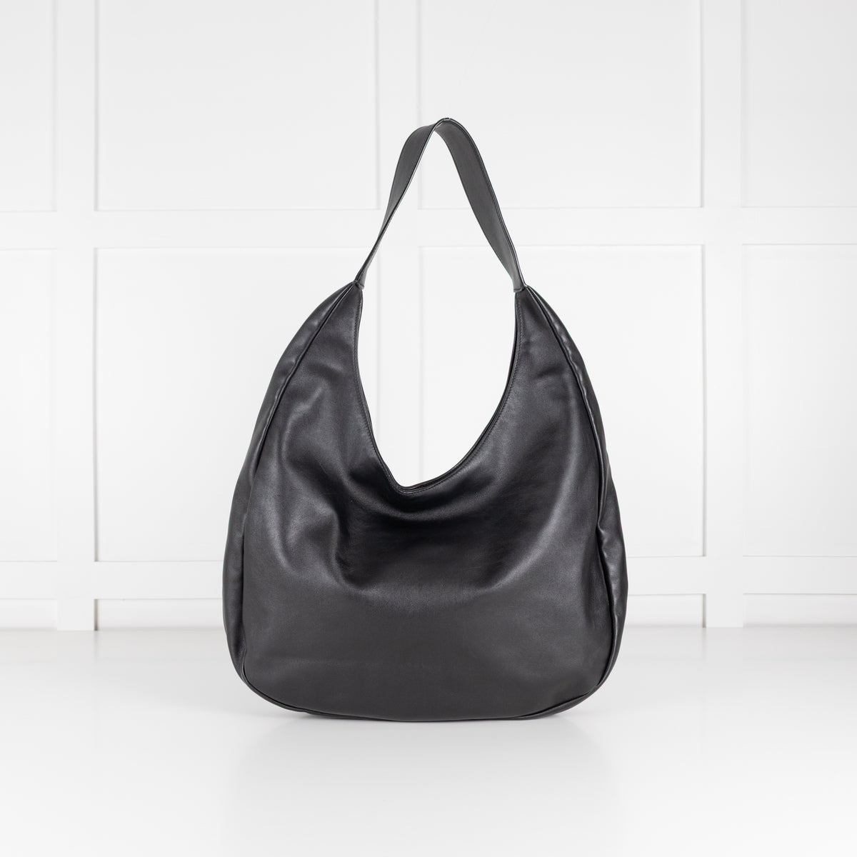 Miu Miu Black Leather Logo Hobo Bag