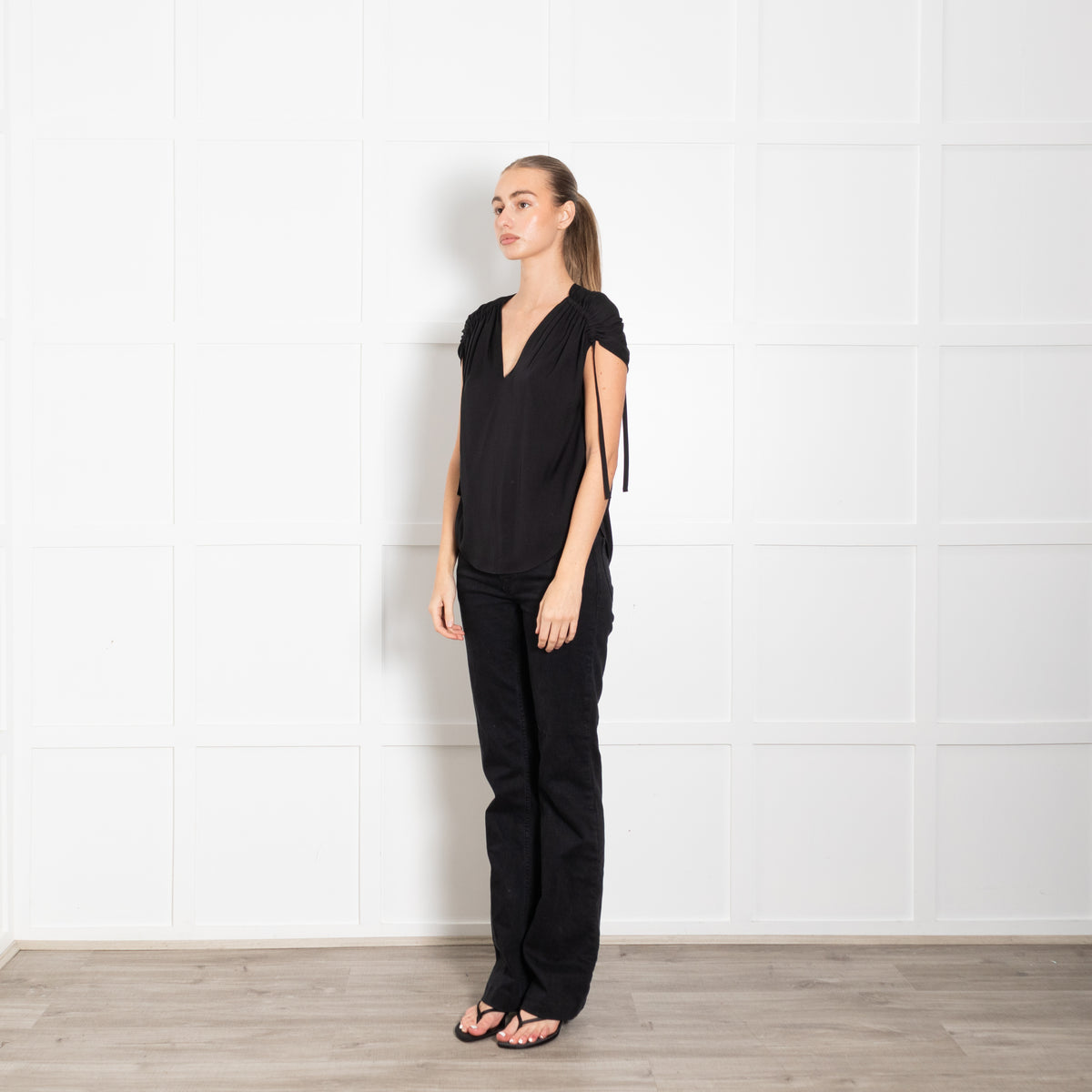 Vince Black Silk Cap Sleeve Top