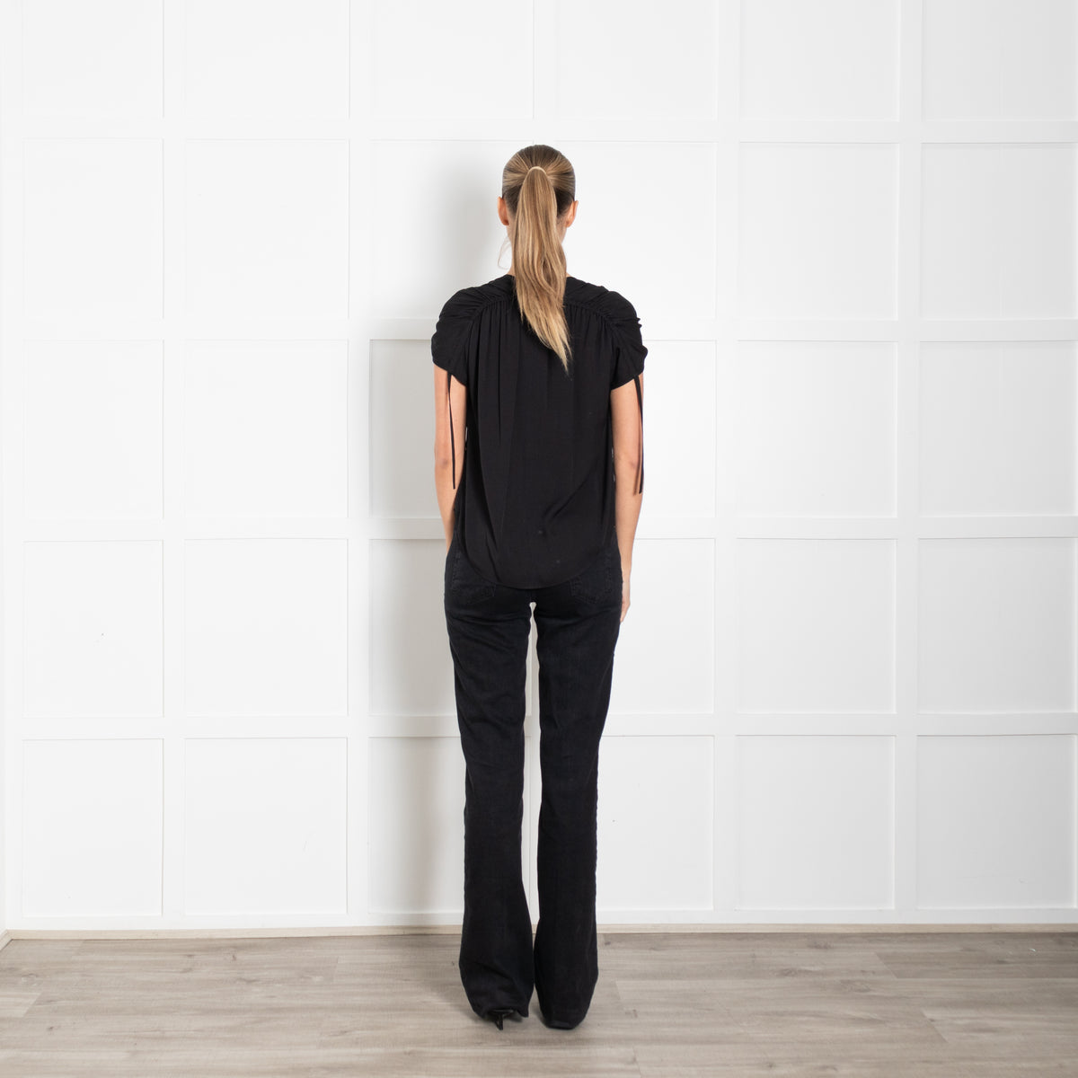 Vince Black Silk Cap Sleeve Top