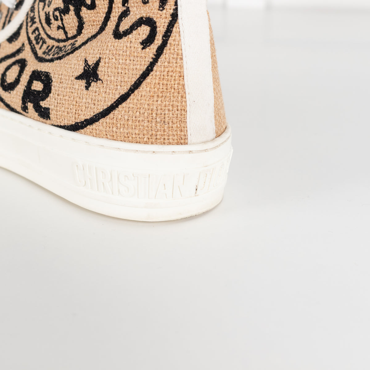 Christian Dior Beige Black Jute Union Canvas High Tops