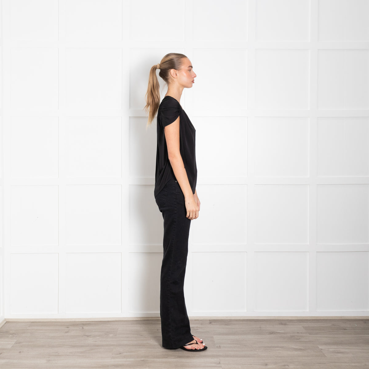 Vince Black Silk Cap Sleeve Top