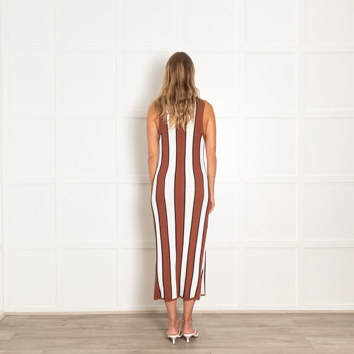 Joseph Cream and Brown Stripe Knit Dress
