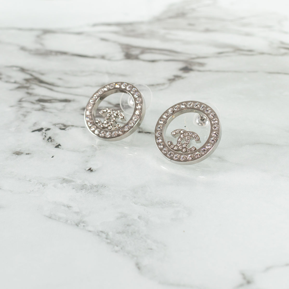Chanel Round CC Crystal Earrings