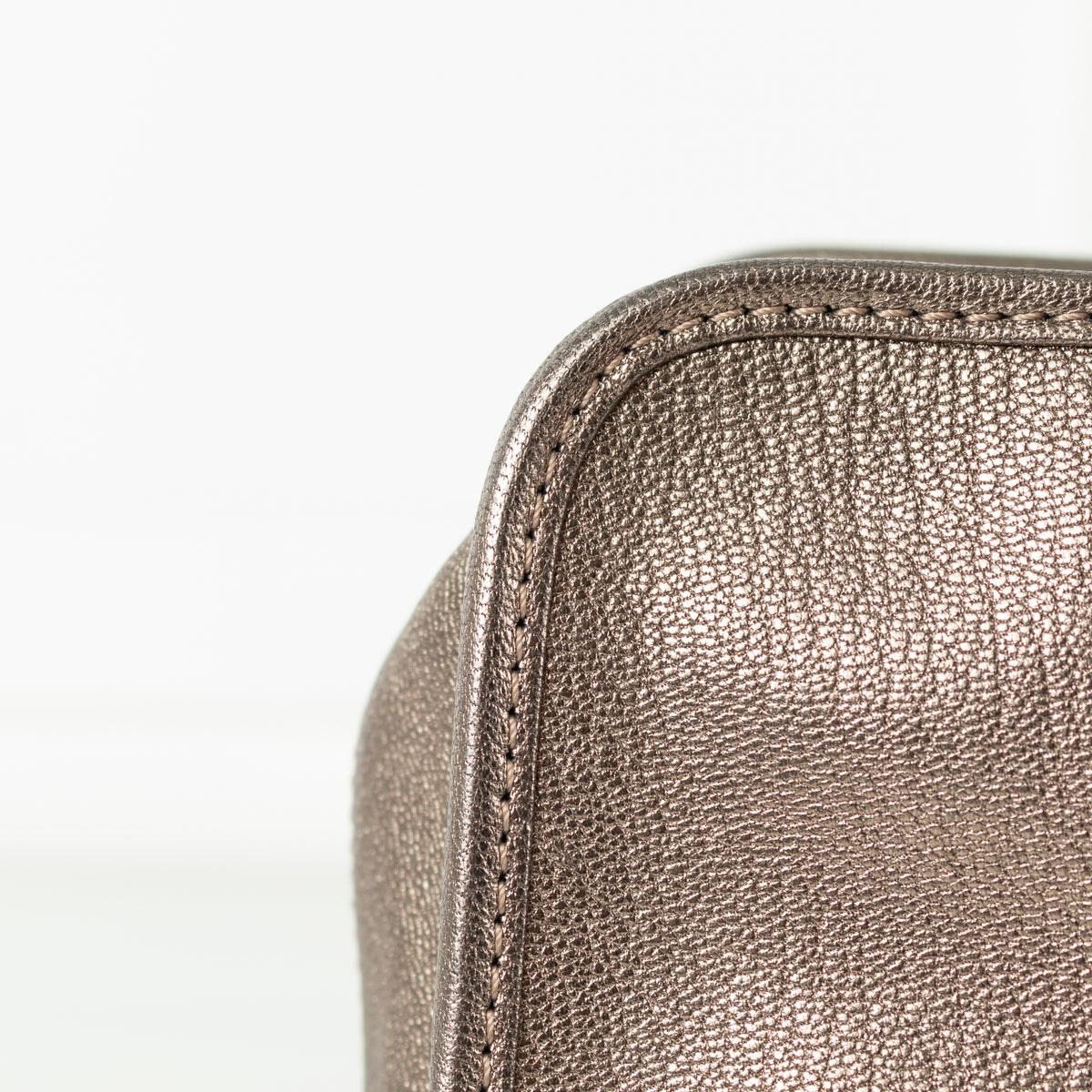Close of stitching on Loewe Gold Tone Amazona Bag