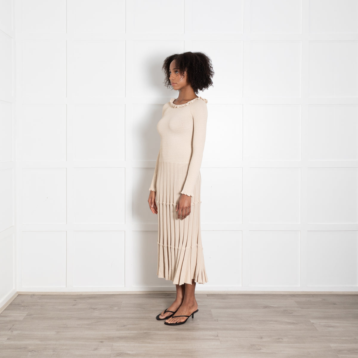 Altuzarra Oyster Knit Dress With Long Sleeve And Pleated Skirt