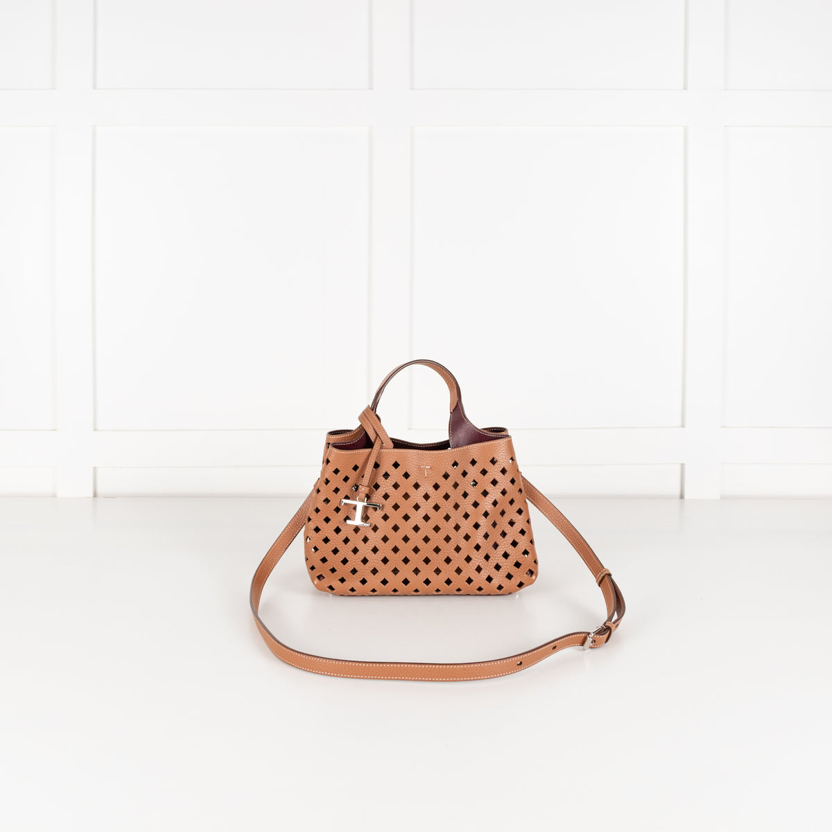 Tods Tan Cut-Out Leather Micro Tote Bag