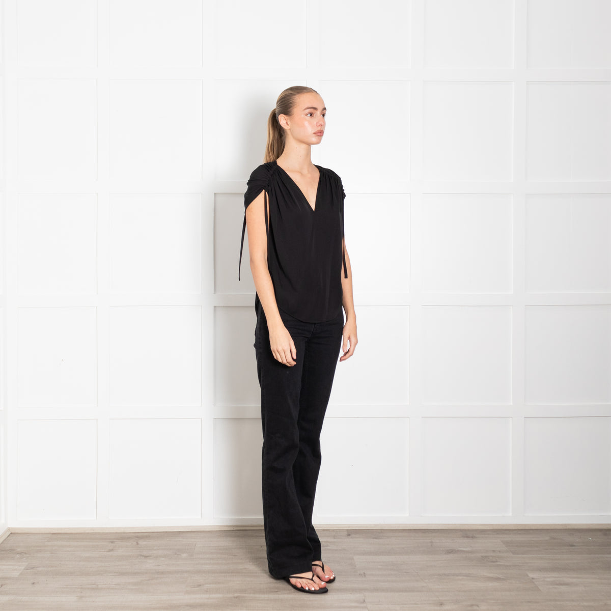Vince Black Silk Cap Sleeve Top