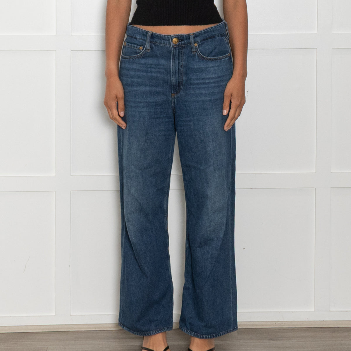 Rag & Bone Blue Denim Oversized Wide Leg Trousers