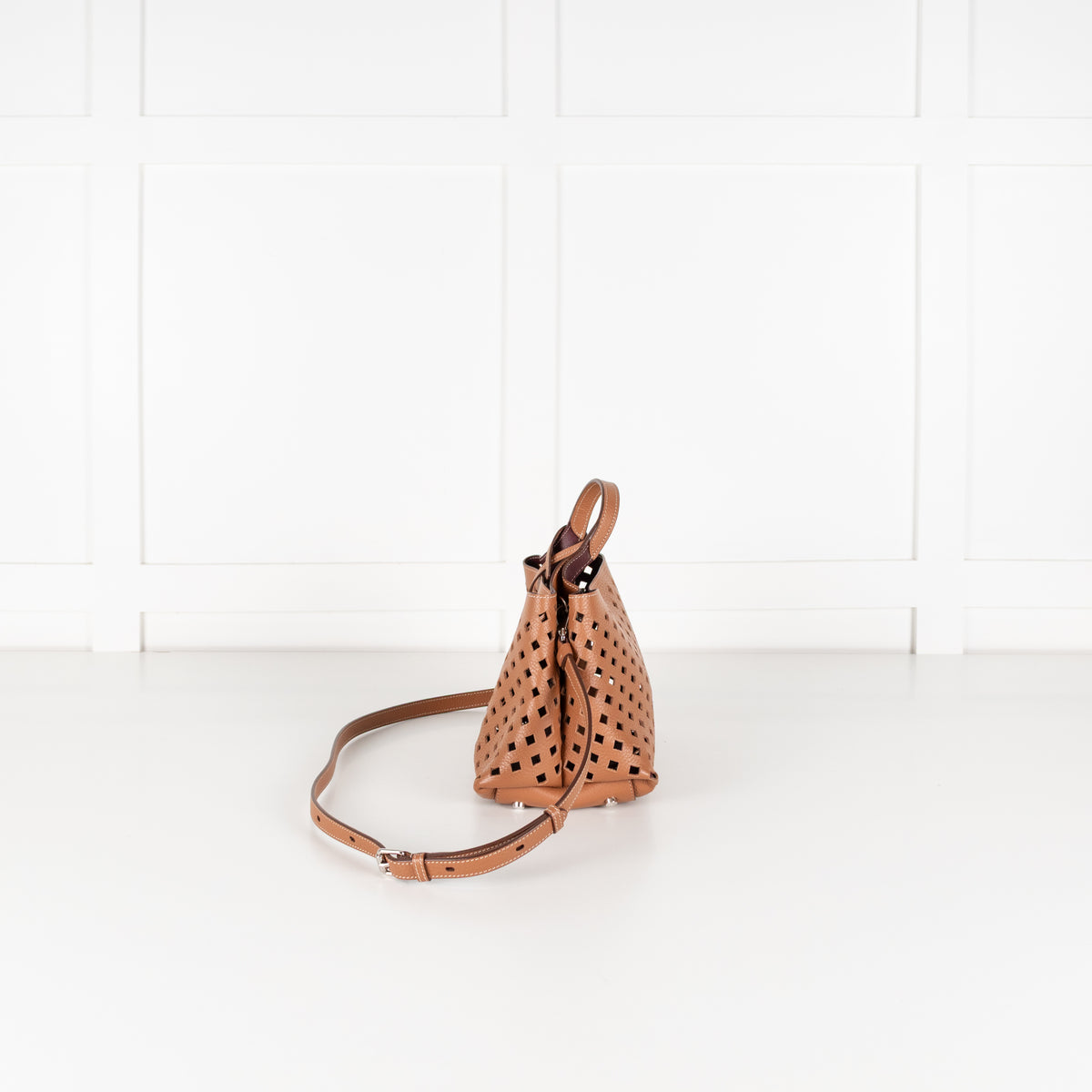 Tods Tan Cut-Out Leather Micro Tote Bag
