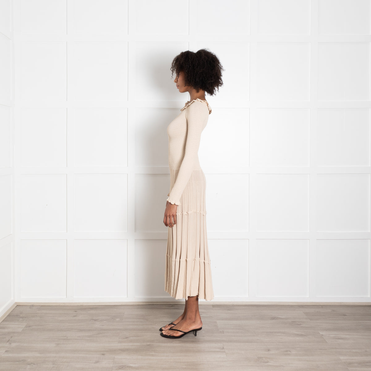 Altuzarra Oyster Knit Dress With Long Sleeve And Pleated Skirt