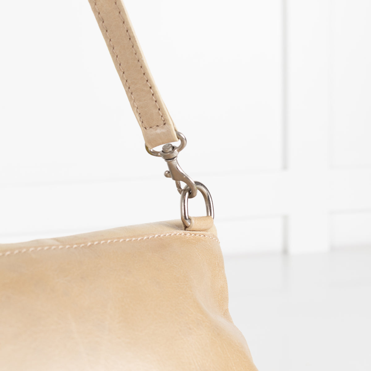 Gianni Chiarini Beige Leather Clutch with Removable Strap